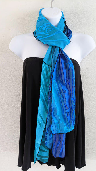 Silk Art Scarf Love Blues