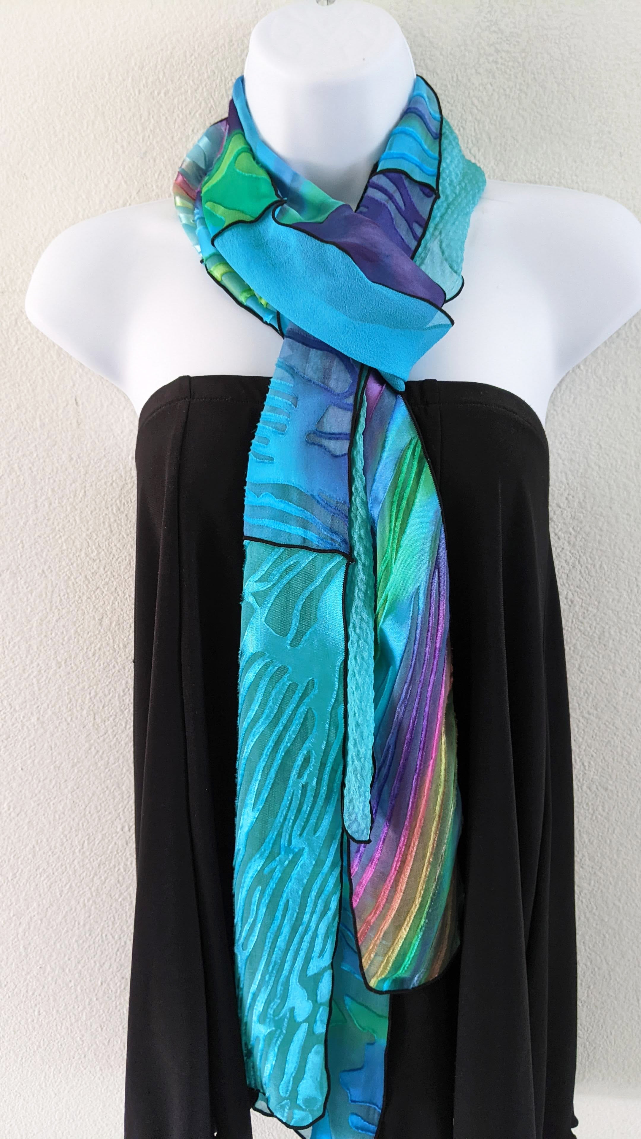 Silk Art Scarf Sea Jewels – Linda Tilson Studio Venice